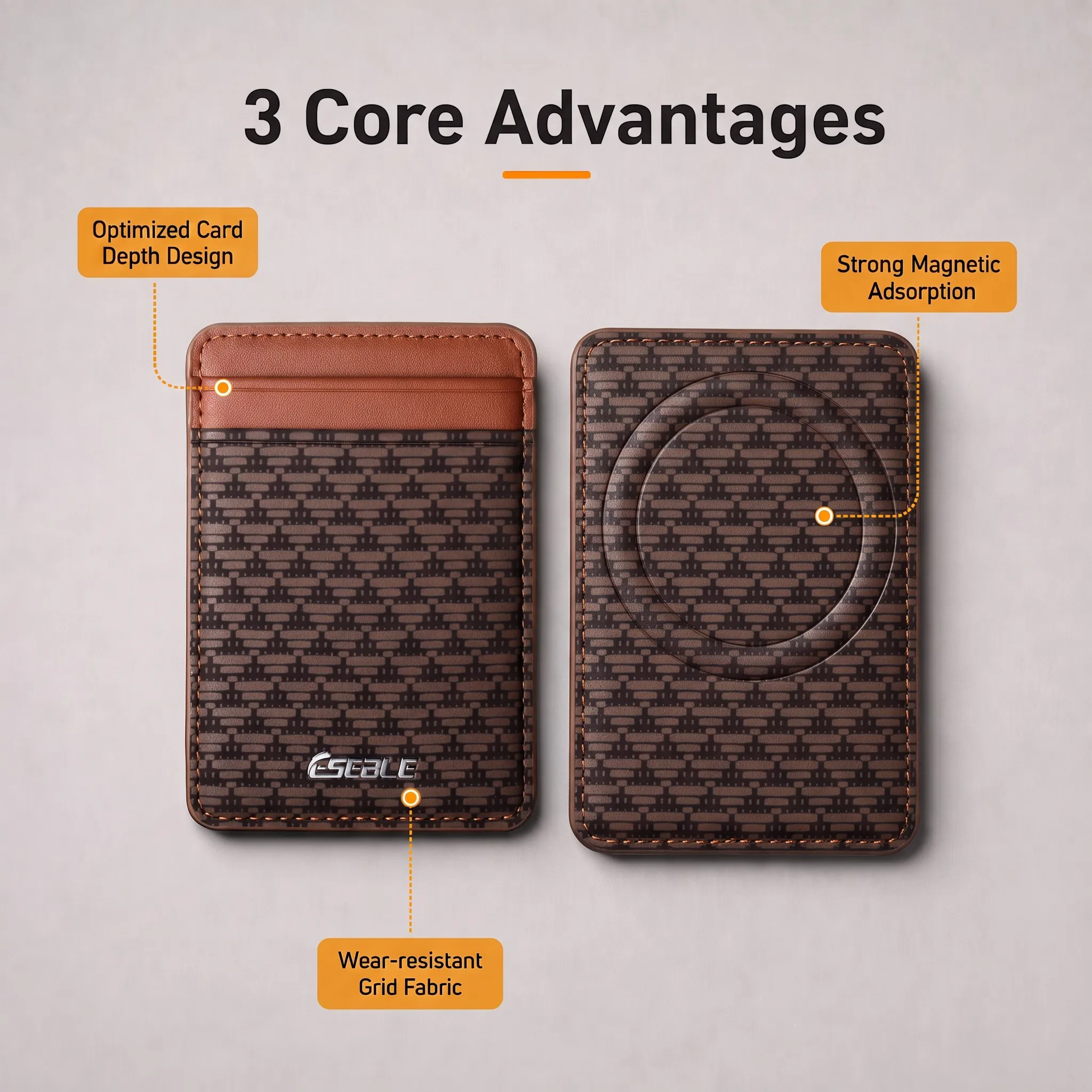 Strong Magnetic Back Pocket Leather Credit Card Holder for Men RFID Pocket Size Shockproof Daily Use Ultra Thin Cards Bag Box