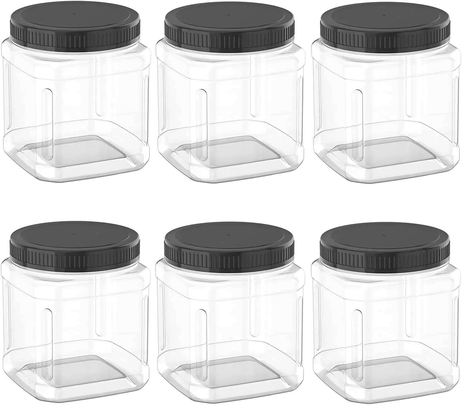 6Pieces Storage Jars Reusable Clear Plastic Jars for Kitchen and Household Storage