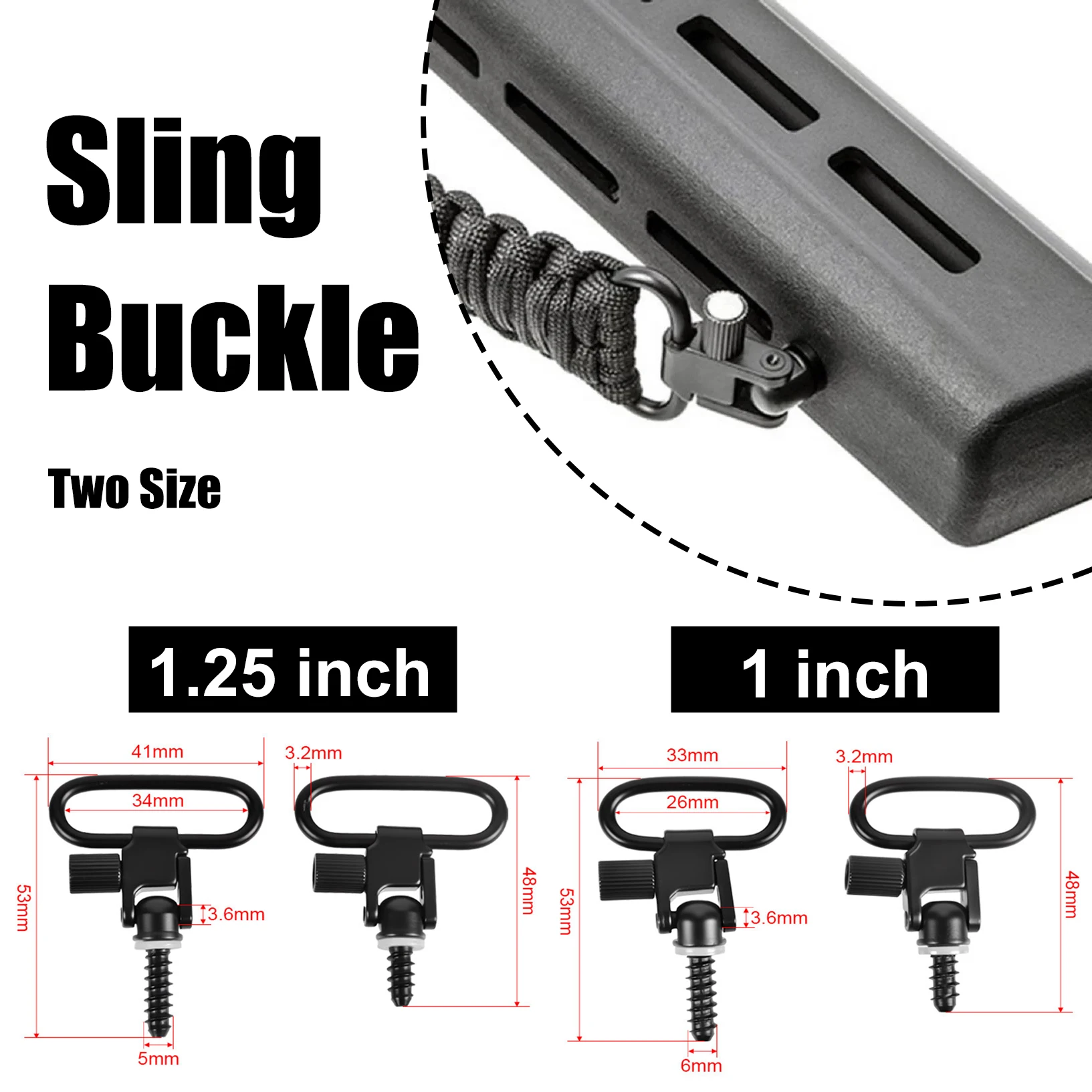 

QD Sling Swivel Strap Buckles Kit Tactical Rifle Sling Swivels Mount Adapter Detachable Sling Mount Ring 1inch 1.25inch for Ar15