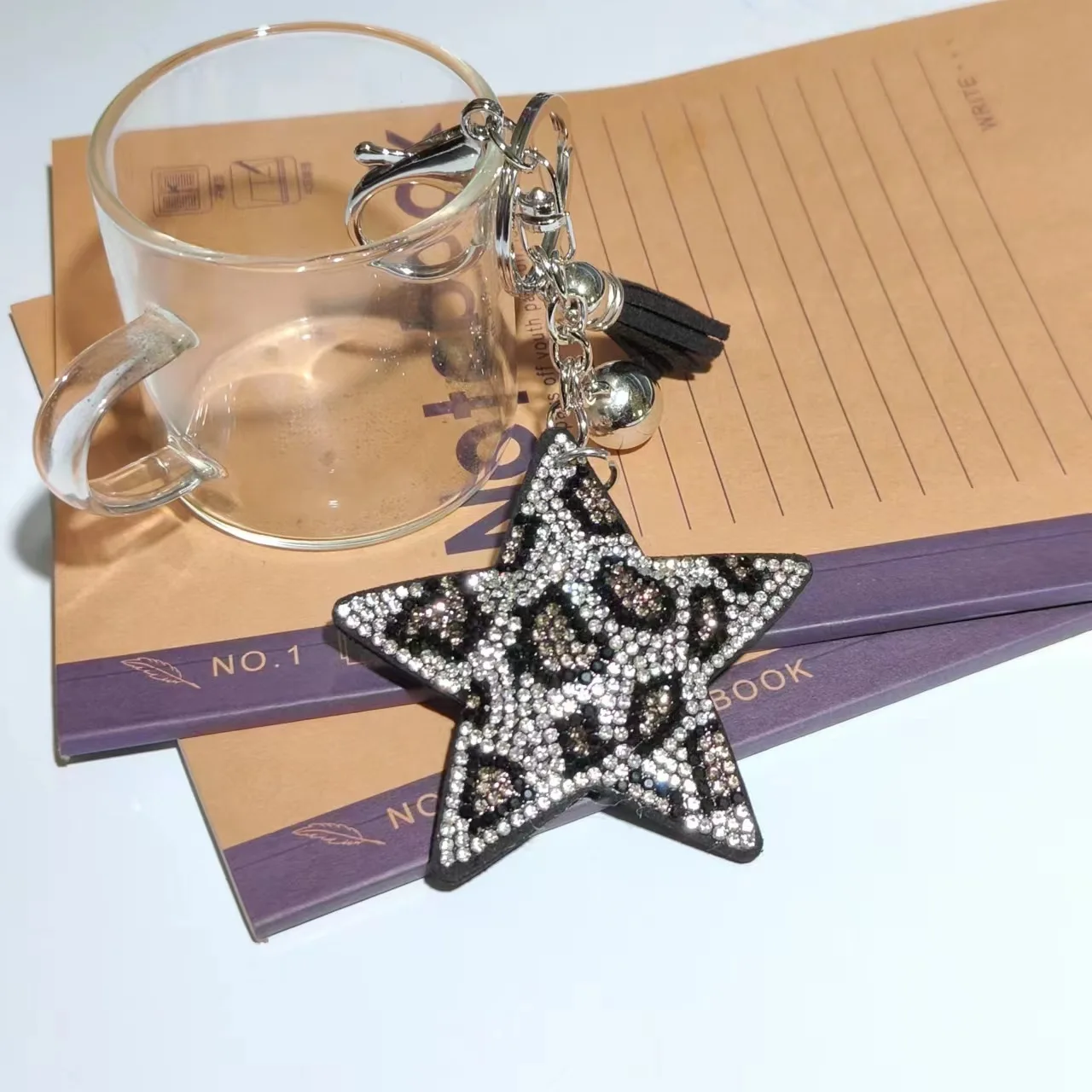 Miłość Shapea plamy lamparta moda kryształowy brelok do kluczy moda frędzle kluczowe akcesoria z metalowym breloczkiem llaveros