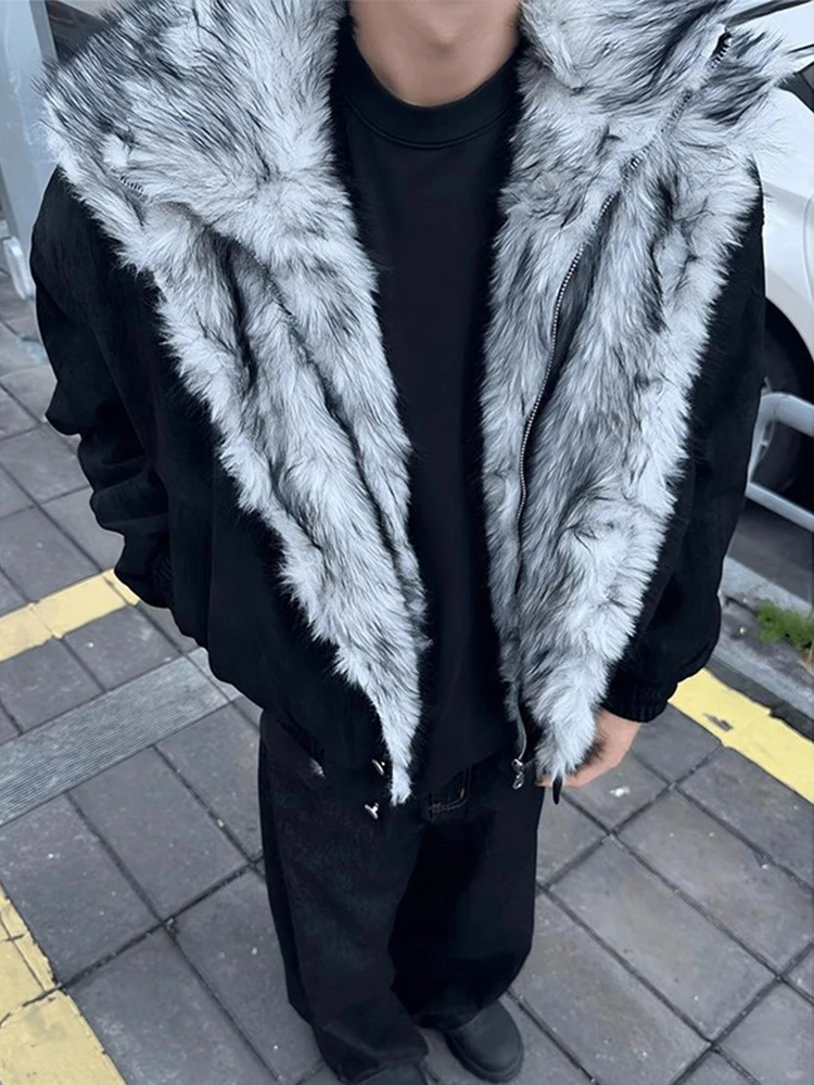 

Мужская хлопковая куртка Wolf King Eagle с флисовой подкладкой, воротником-стойкой, теплая зимняя куртка, повседневная, свободного кроя, с длинными рукавами