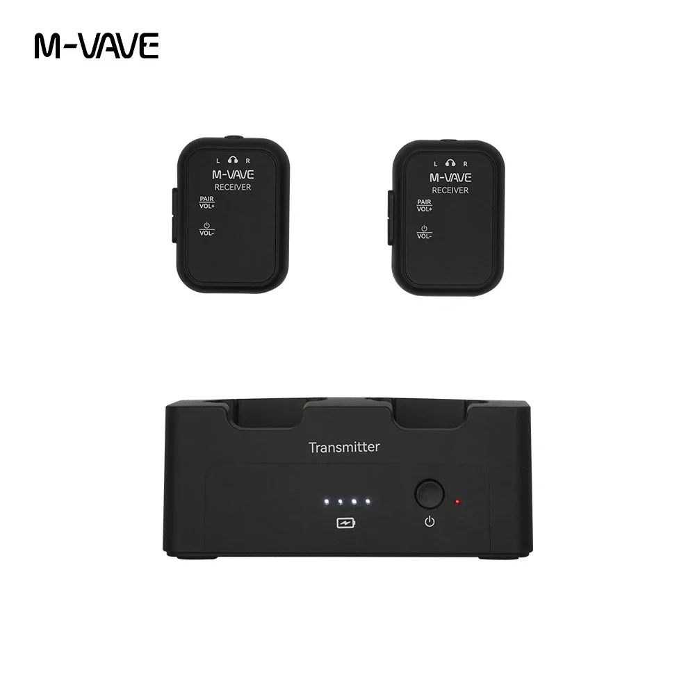 ﻿   M-VAVE WP-12 2.4 جيجا هرتز نظام مراقبة لاسلكي داخل الأذن واحد إلى اثنين نظام نقل الأذن اللاسلكي ملحقات الجيتار