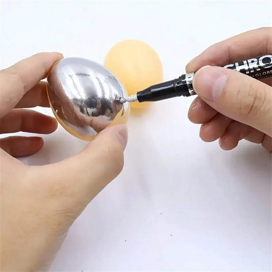 2er-Pack Flüssigspiegelmarker – Chrom-Gold und Silber Reflektierende Farbe, Geeignet für DIY-Automodellbau, Kunsthandwerk, Steine – Detail 6