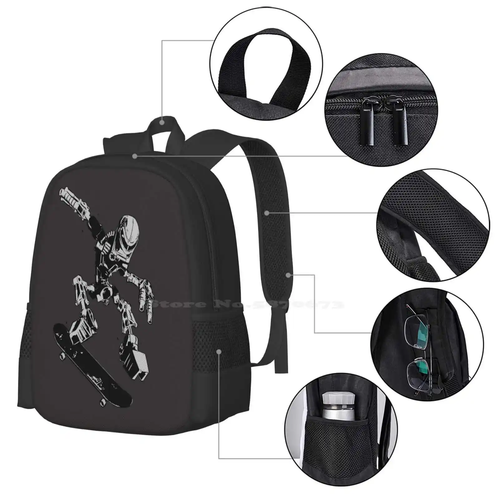 Bolsa de ombro para skate, Mochila para escola, Viagem, Mochila para patinar e patinar