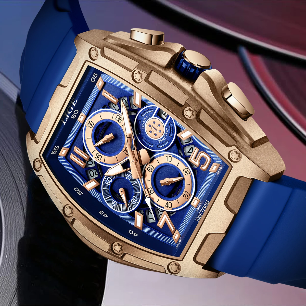 New Fashion LIGE Man Watch Top Brand Luxury Big Dial Waterproof Sports Men Watches Silicone Auto Date Military Casual Wristwatch