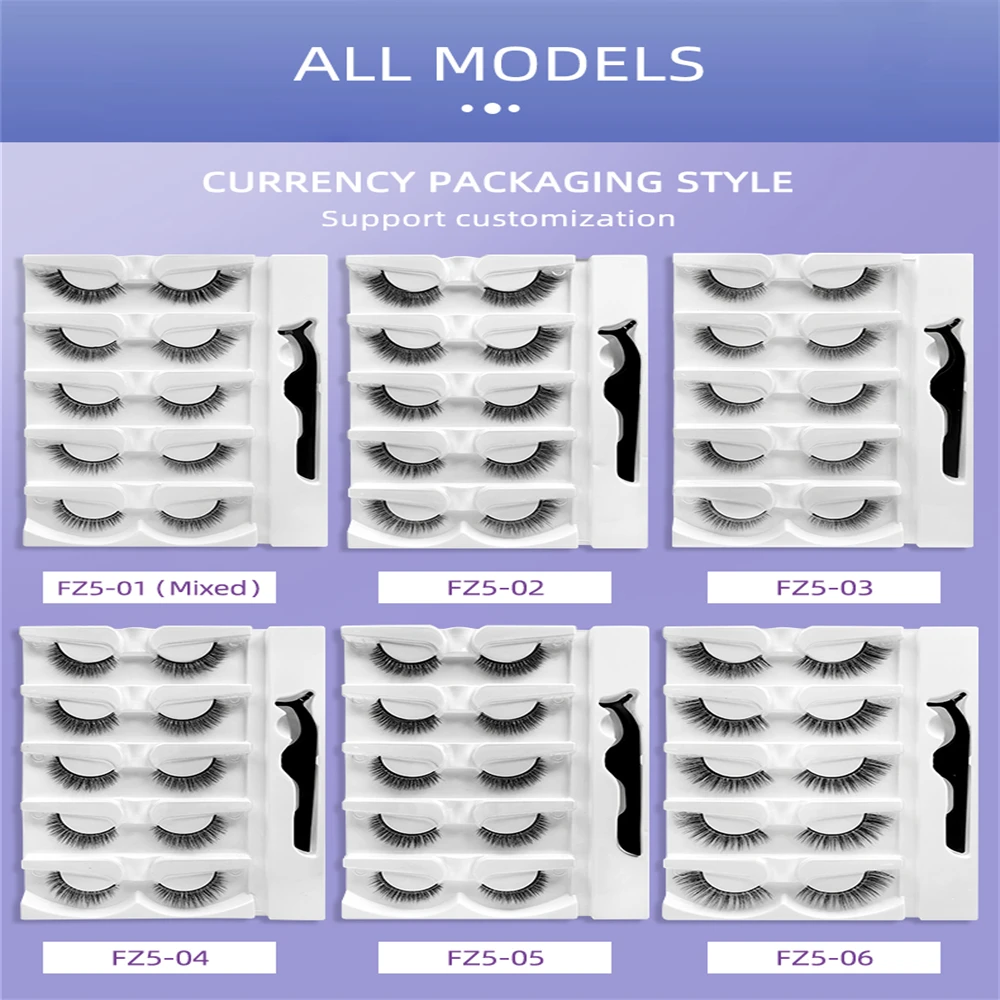 5 أزواج من الرموش الصناعية الخالية من الغراء للمبتدئين مع شرائط لاصقة حساسة لدرجة الحرارة، مجموعة رموش وهمية سهلة الاستخدام