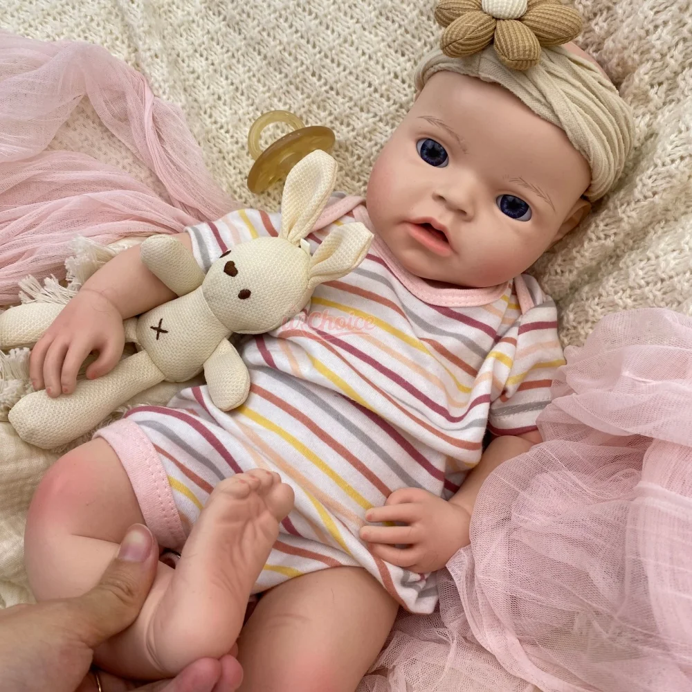 20Inch Full Silicone Reborn Girl Real Touch Handmade Realistic Visible Veins Weighted Newborn Doll Educational Pretend Play Gift for Elderly
