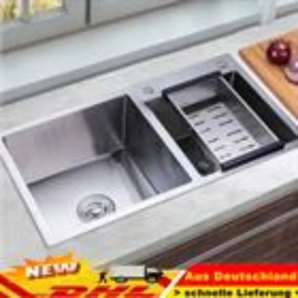 Double Bowl Stainless Steel Drop-in Kitchen Sink Dishwasher Vegetable Sink Home 2.5mm Bathroom Excellent Corrosion Resistance