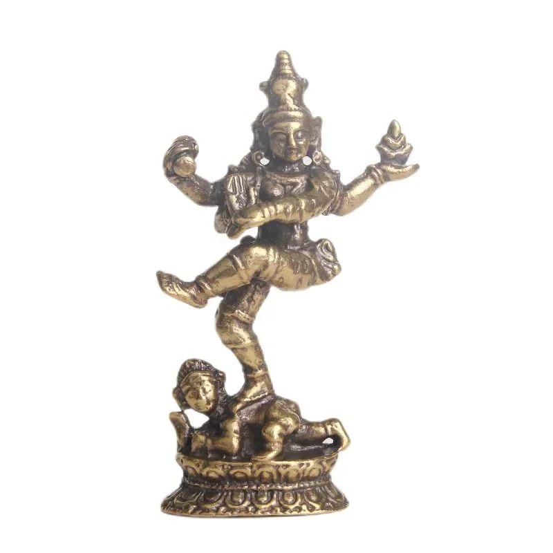 

Brass Nepalese Tibetan Buddhism Four-armed Buddha Statue Desktop Ornament Retro Home Decoration Crafts Religion Worship Figurine