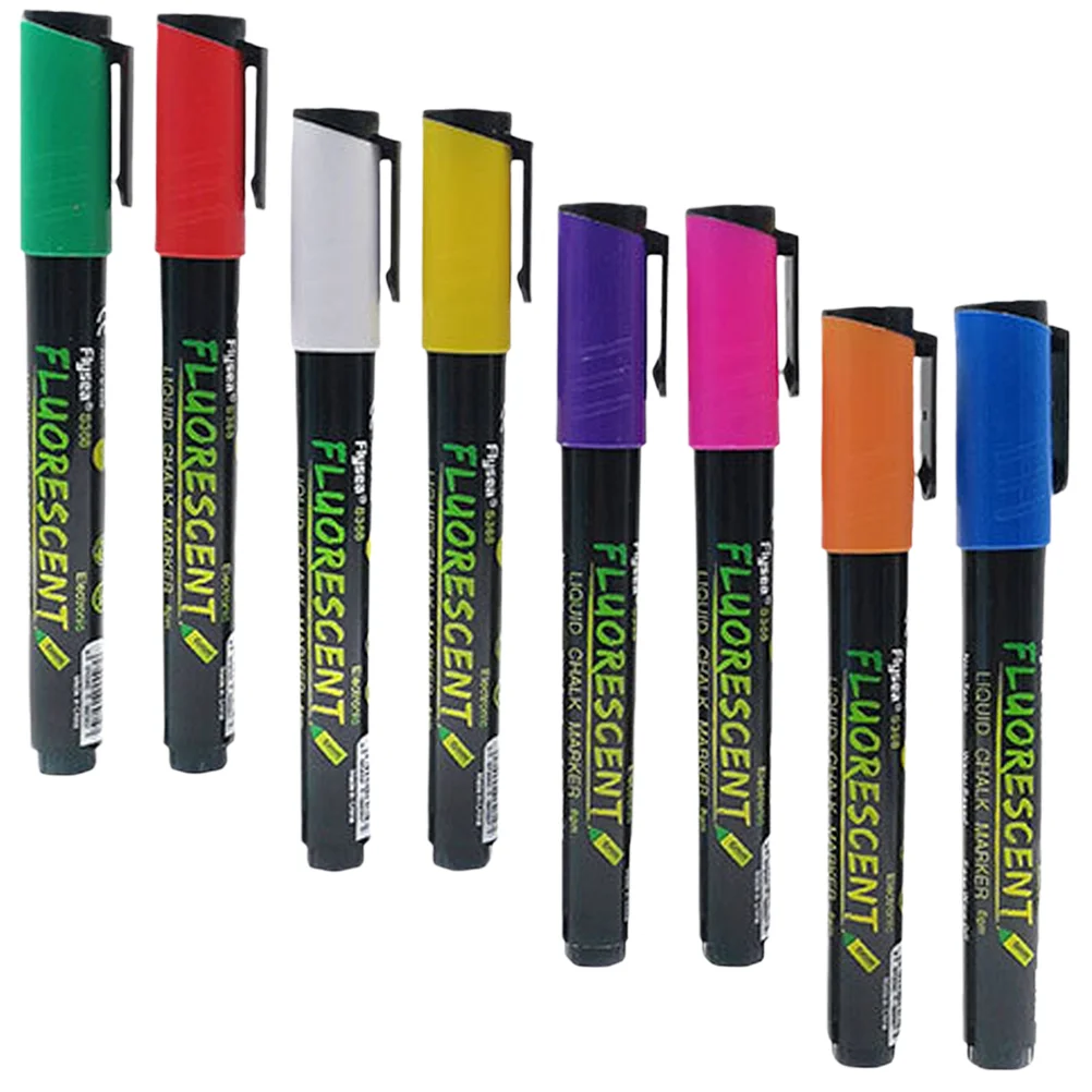 Rotuladores de tiza líquida, rotuladores de borrado en seco, bolígrafos de escritura de pizarra borrables, rotuladores de tiza de neón, 8 Uds.