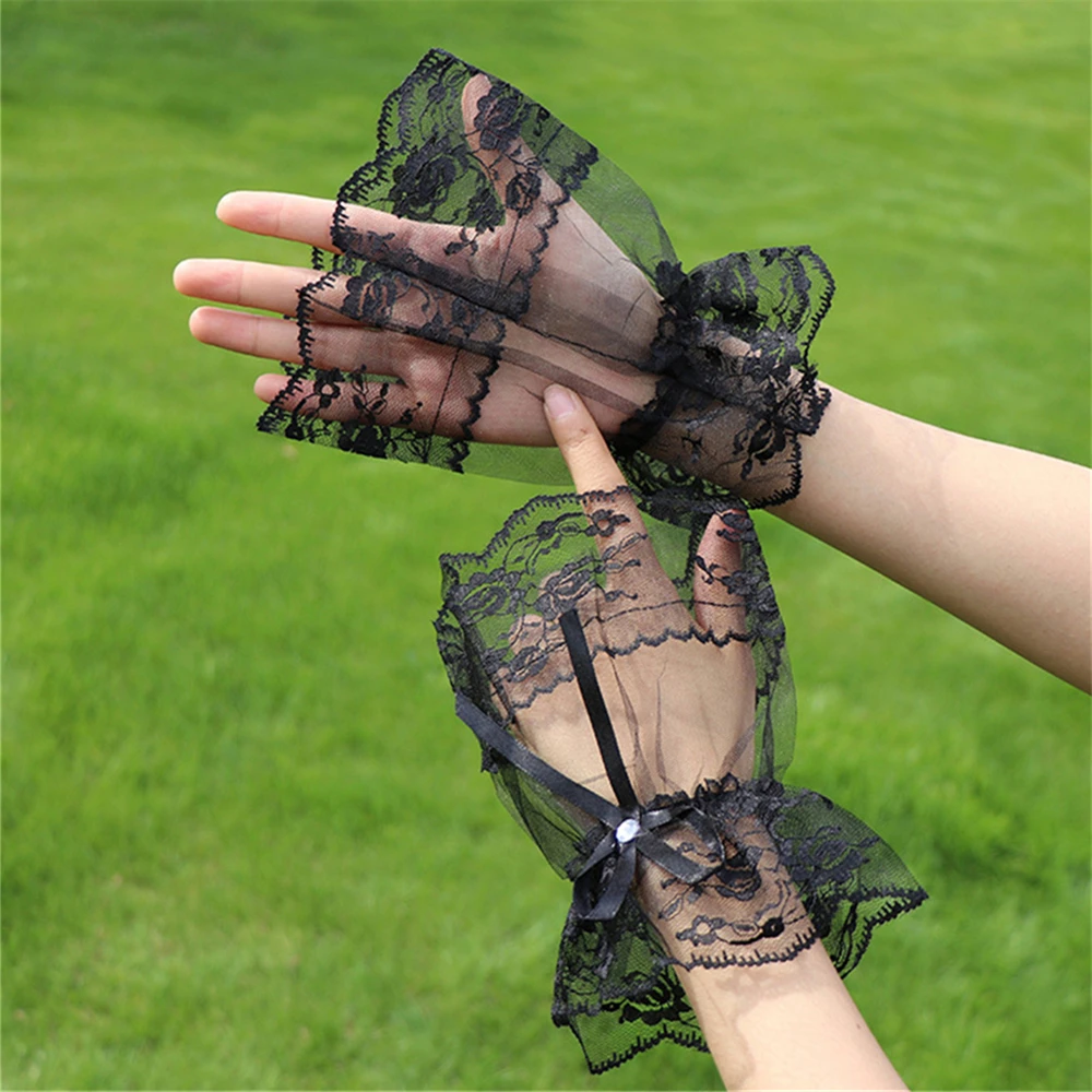 

Пара кружевных ажурных рукавов-накладок без рукавов для женщин, модные кружевные рукава-накладки с широкими манжетами и защитой для запястий