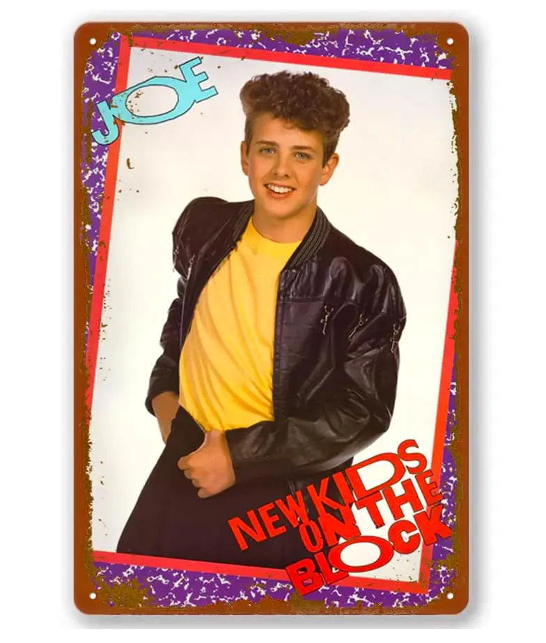 New Kids On The Block Joey Mcintyre 1989 Poster Tin Sign Vintage Metal Sign Bar Club Wall Art Decoration 8X12 Inches