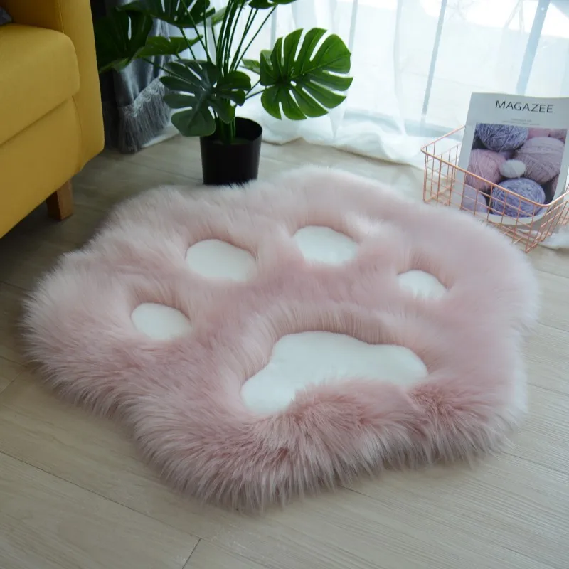 

Cat Claw Fluffy Long Hair Rug Cute Seat Cushion Home Decoration Kawaii Children Bedroom Carpet Cute Room Decor Cloakroom Mat