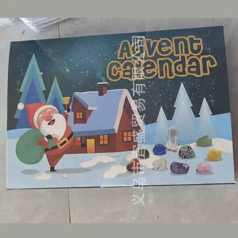 Christmas Advent Calendar Natural Crystal Gemstones Collection Box 24 Days Countdown Calendar Crystal Stone Gift Box For Model