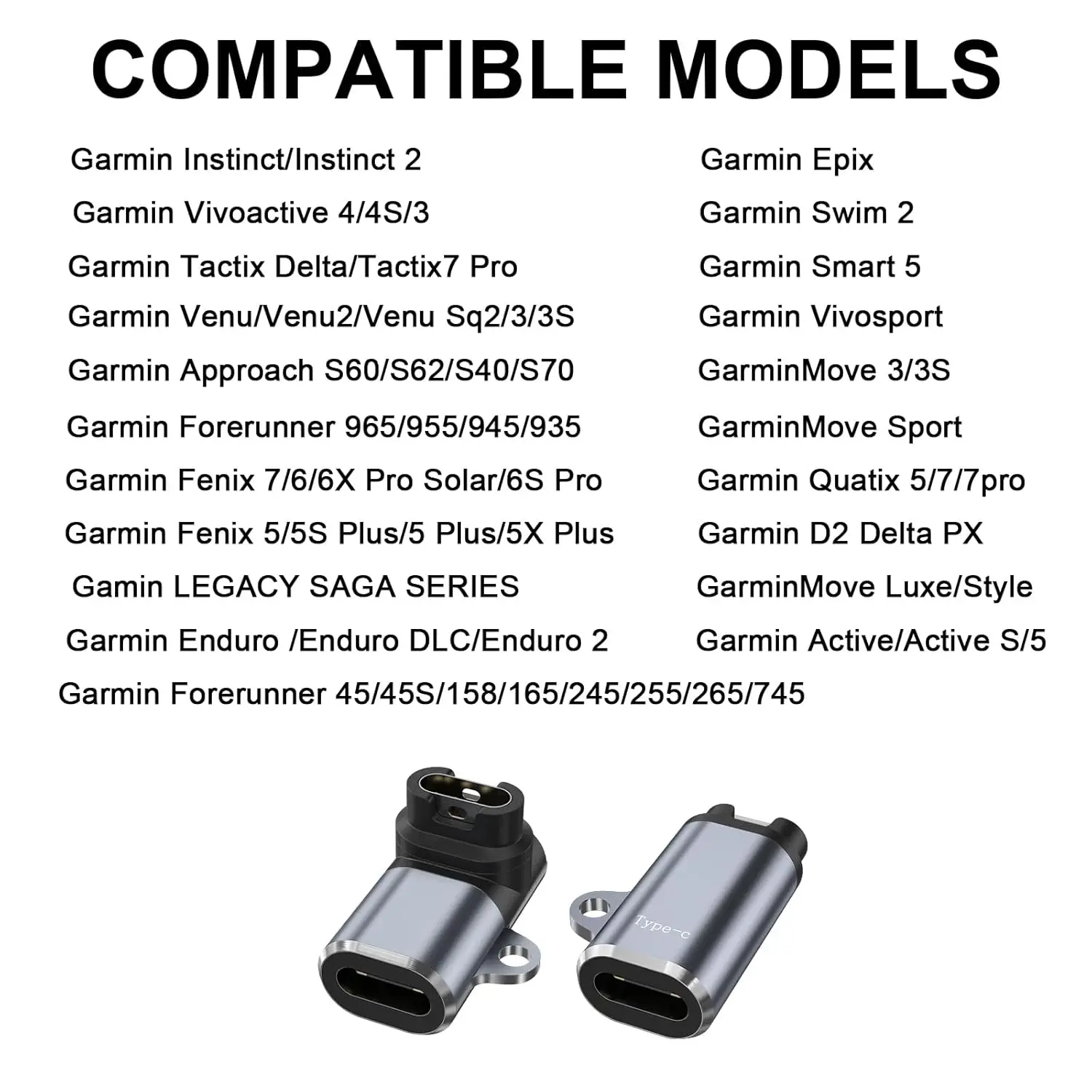2 قطعة محول شحن ساعة كابل USB من النوع C متوافق مع سلسلة Garmin Fenix 7/7S/7X/6/6X/6S Forerunner 965/955/255 والمزيد