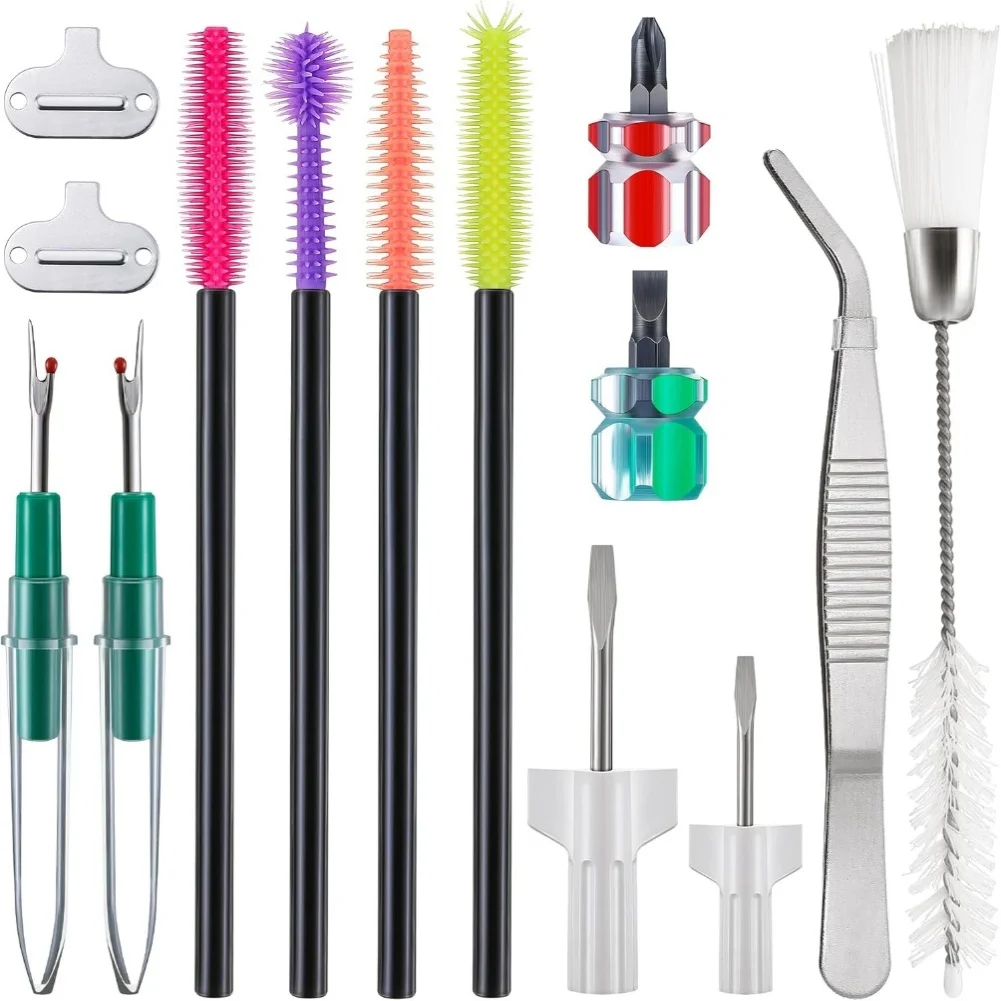 Sewing Machine Cleaning Tool Set Stainless Steel Brush Screwdriver Tweezers Thread Remover For Home Industrial Electric Repair K
