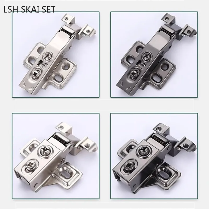2Pcs Cabinet Hinge Aluminum Frame Glass Door Damping Hydraulic Buffer Mute Hinge Aircraft Base Steel Hinges Furniture Hardware