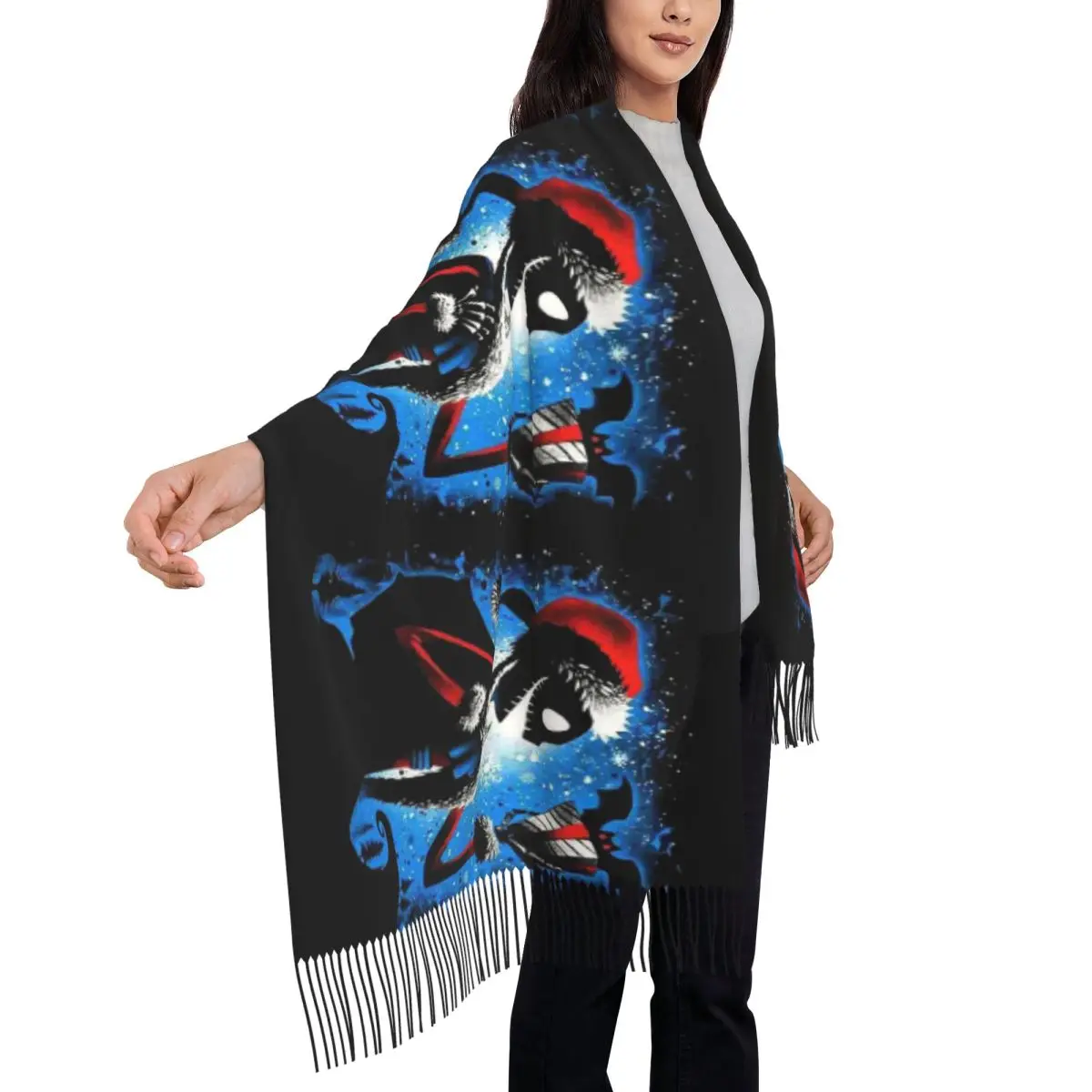 Aangepaste print Nightmare Before Christmas Group sjaal heren dames winter herfst warme sjaals sjaals wraps