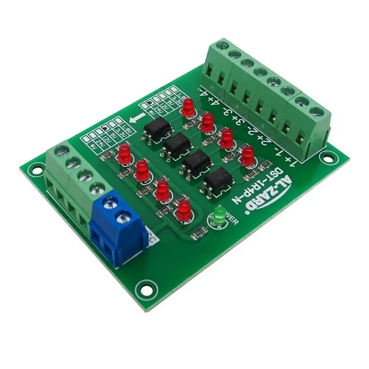 Four Way Optocoupler Isolation PLC Level Voltage Conversion Board 1.8 3.3 5 12 24V DST-1R4P-N