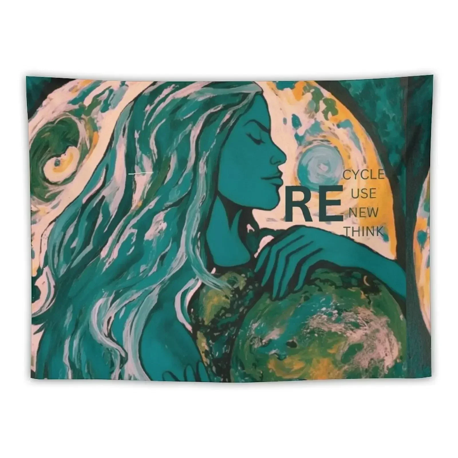 Recycle Reuse Renew Rethink Tapestry Outdoor Decoration Bedroom Decor Aesthetic Room Decoration Accessories Art Mural Tapestry