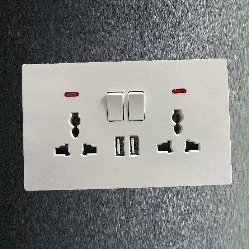 

International universal standard USB socket panel wall three-hole multifunctional socket 146 double 13A socket USB