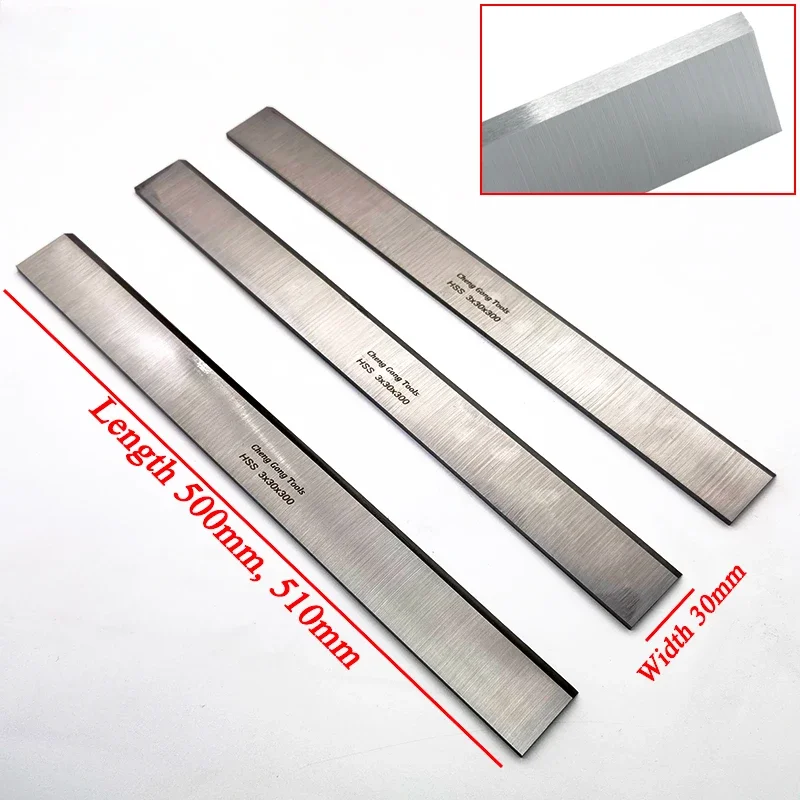 3Pcs 500mm 510mm W4 HSS Electric Planer Blades 3x30x510mm HSS Planer Cutter 510mm Woodworking Planer Saw Blades