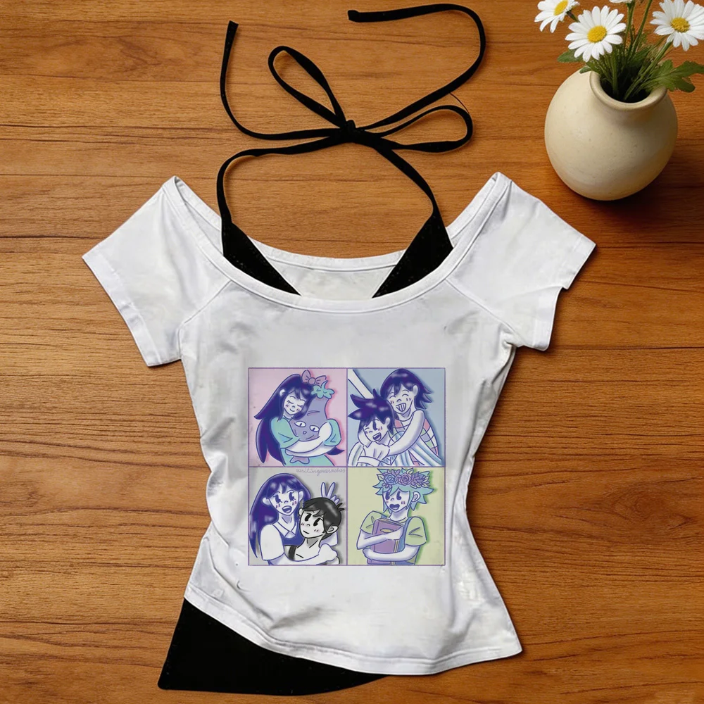 Omori crop top teen vintage anime grunge graphic meme t shirt alternative  meme baddie gothic anime