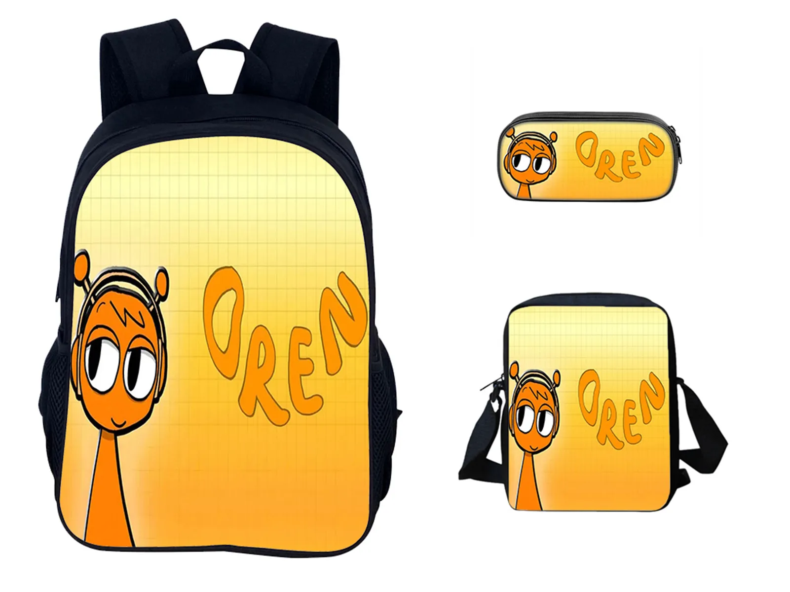 

Lightweight Sprunki Backpack+Durable Side Bag+Pencil Case 3 Pcs Set,3 in 1 School Book Bag Set for Kid Boy Gilr