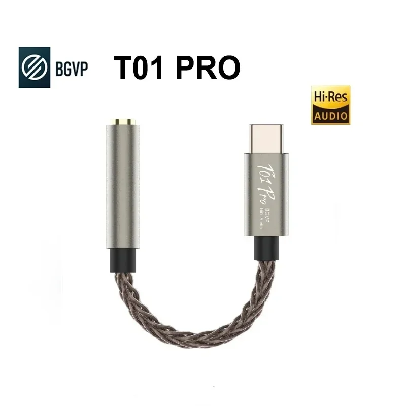 BGVP T01 PRO dekoder Digital, Amplifier tipe-c hingga 3.5mm kabel 32bit dekoder Audio Hi-Res dekoder T01 PRO