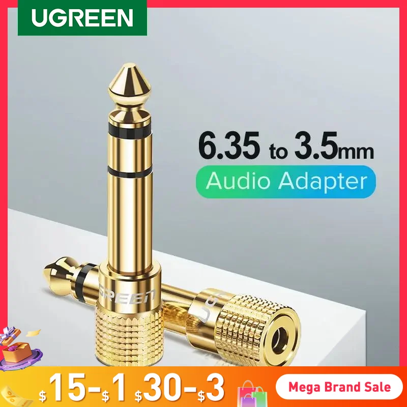 Ugreen Jack 3.5 Speaker Connector 6.35mm Male to 3.5mm Female Audio Connector 3.5 Jack Aux Cable for Speaker Guitar Jack 6.35