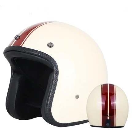 Open Half Helmet Retro Scooter Vintage Motorcycle Helmet Built in Sunglasses Motorbike Riding Capacete Moto Cafe Racer Men Women