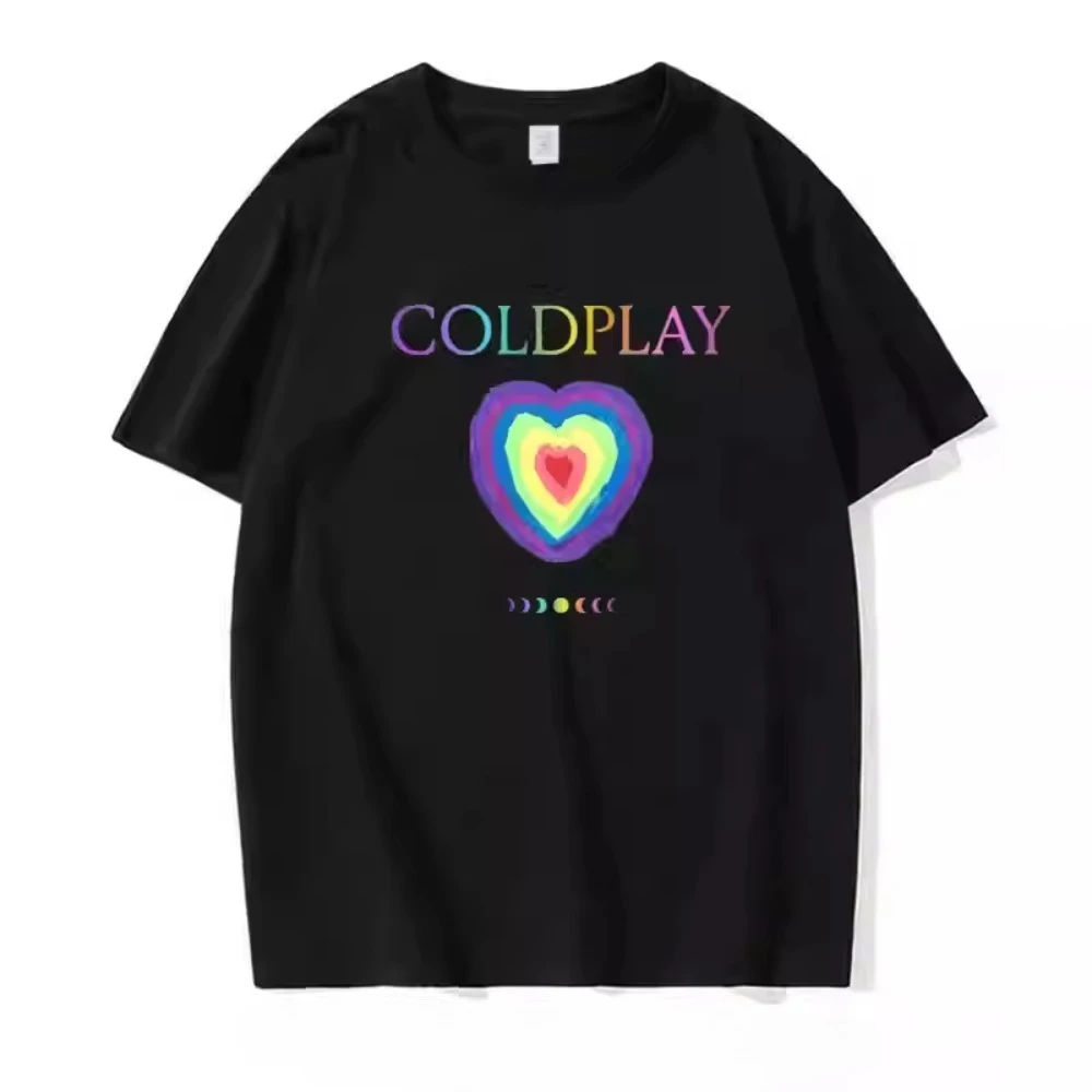 ColdPlay Short Sleeve Men and Women 2025 New Summer Classic Rock Punk High Street Vintag Cotton T-shirt Oversized T Shirt