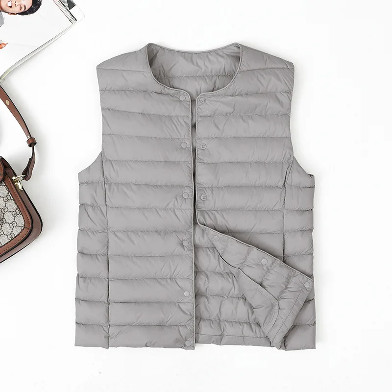 عادية المتضخم متغير طوق بطة أسفل سترة دافئة البث المباشر الأكثر مبيعا اتجاهين سستة بولو طوق مطاطا بلا أكمام #2