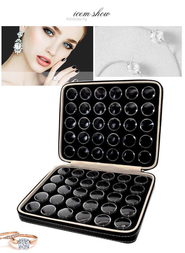 Transparent Gemstone Gem Jar Display Box Loose Diamond Jewelry Storage Carrying Case Nail Gem Stones Holder Organizer Container