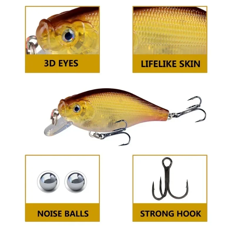 1pcs Crankbait Fishing Lure 6.5cm 7g Floating Crank Wobbler Artificial Bass Pike Hard Bait Japan Fishing Tackle Fishing Bait