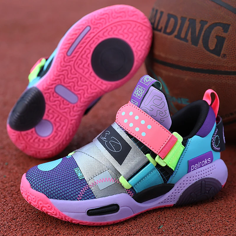 Children Girls Basketball Shoes Cushioned Shock Absorption Comfy Athletic Sports Running Outdoor Non-slip Walking For Kids Boys