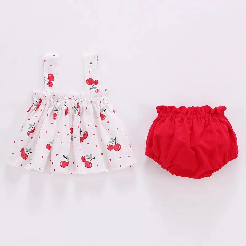 Summer Thin Newborn Baby Print Clothes For Girls Set Mini Dress And PP Shorts 2Pcs Set Infant Baby Clothing Outfit 2024