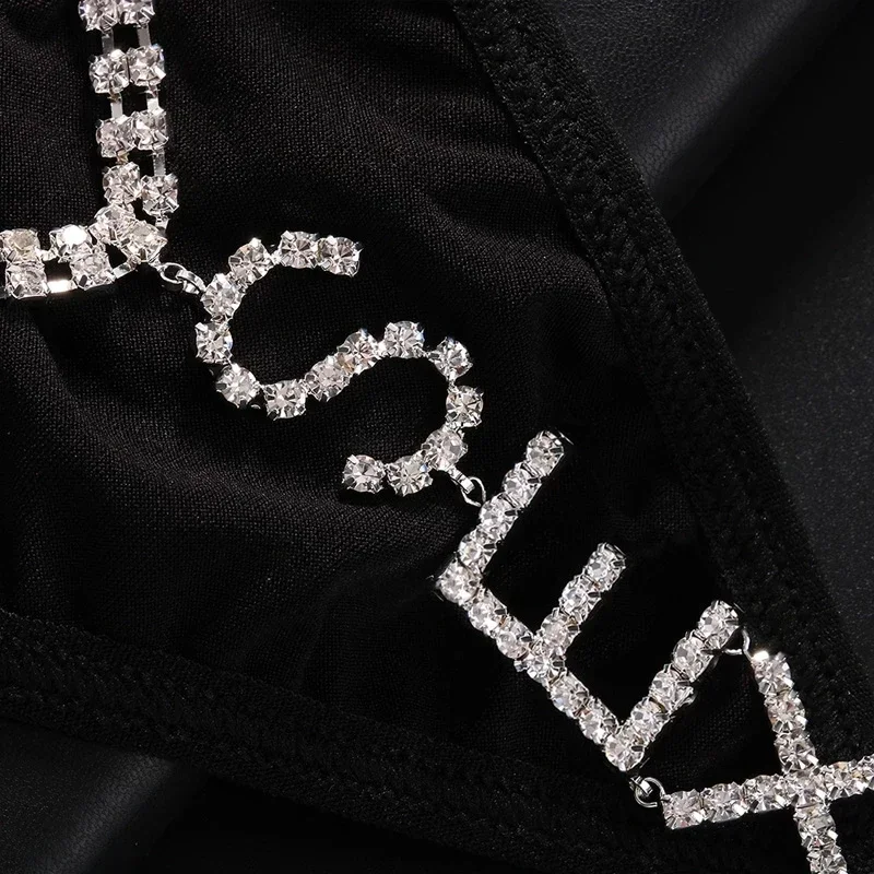 سروال داخلي ثونغ مثير للنساء ، مجوهرات الجسم ، بلينغ ، سلسلة الخصر من حجر الراين ، بيكيني ، هدايا المايوه ، الموضة