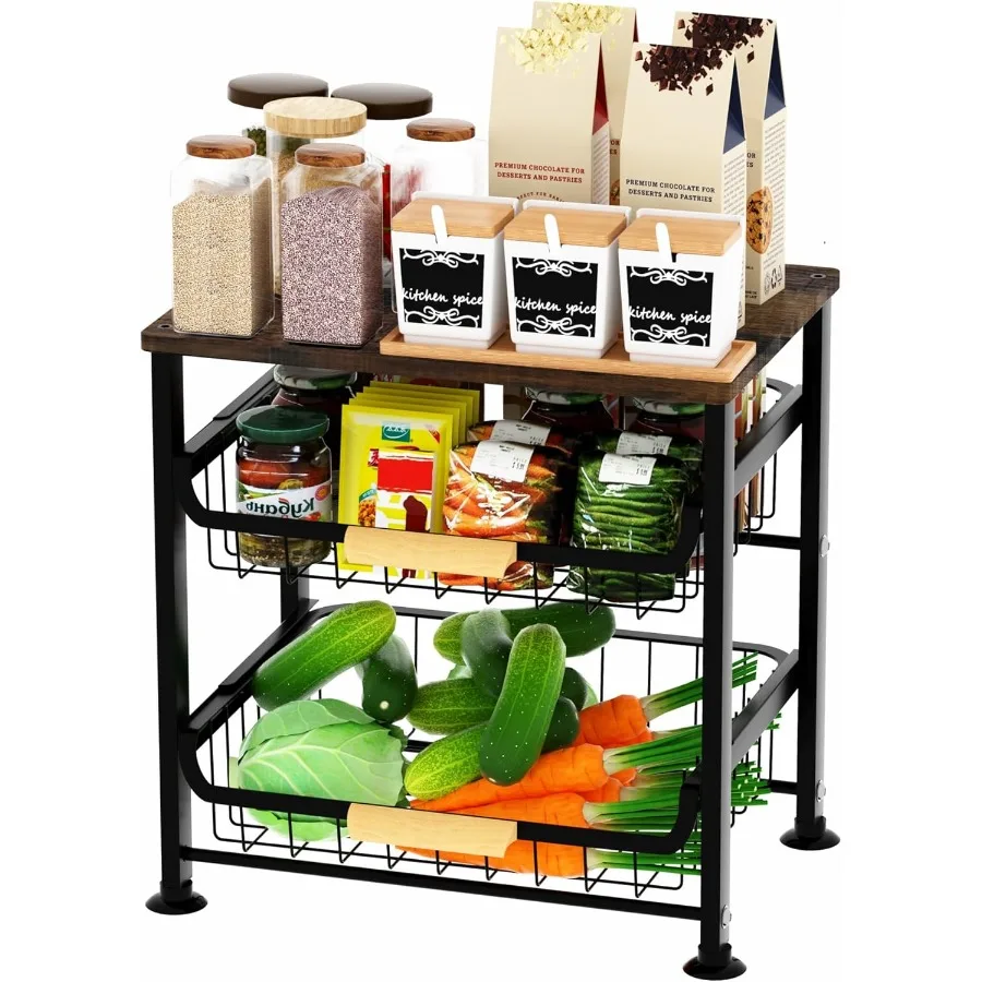 

3Tier Fruit BasketDesktop Storage Organizer PullOut Kitchen Storage Rack MultiFunctional Storage Trolley for Office Living Room