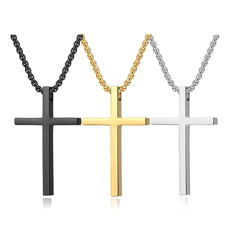 Stainless Steel Cross Necklace Hip-Hop Luxury Men and Women Fashion New Jewelry Choker Sweater Pendant Chain Necklaces