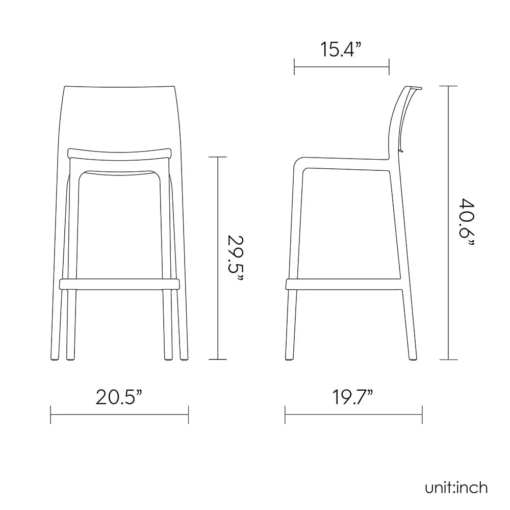 White Stackable Bar Stool Set of 2 for Kitchen Counter Home Bar, Customized