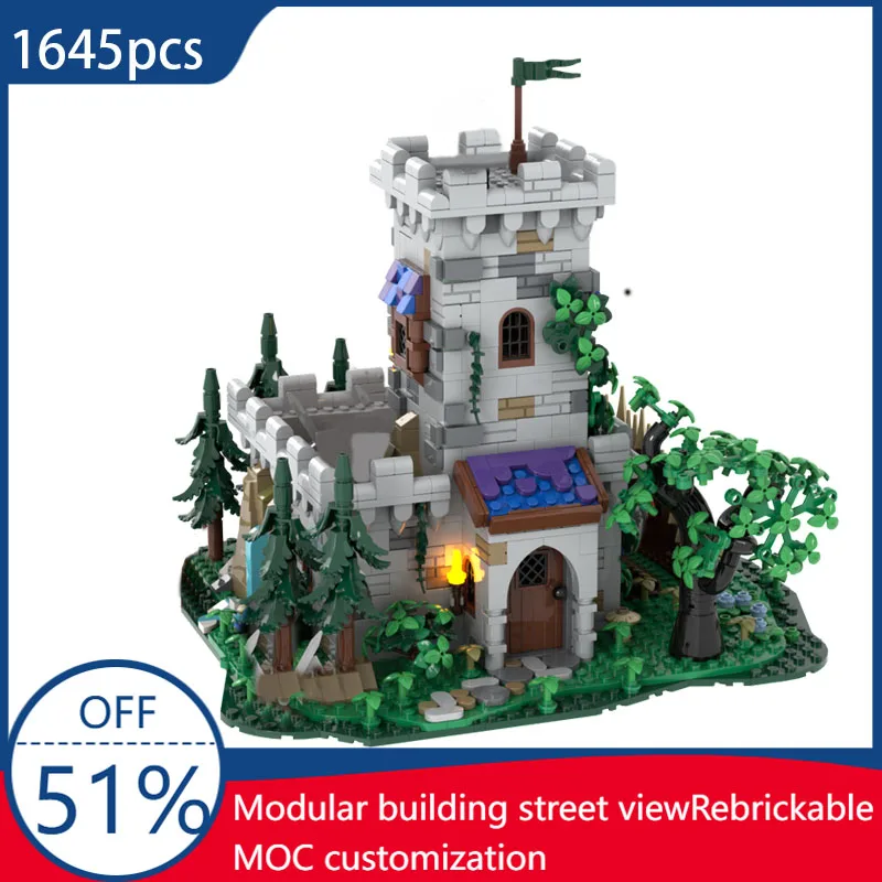 1645 أجزاء برج الغابات في القرون الوسطى اللبنات نموذج العمارة الرجعية عرض لعب للأطفال لتقوم بها بنفسك تجميع هدايا عيد الميلاد