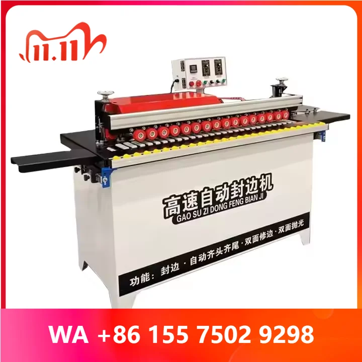 HH-802 Huanhao High Speed Automatic Small Edge Bander MDF Production Wood PC KDT Por Mini Wood Edge Gluing Banding