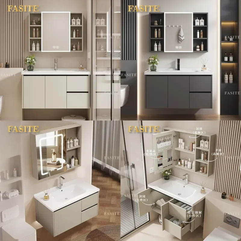 For Bathroom Cabinet Ceramic Integrated Basin Washbasin Countertop Sink Vanity Unit Rock Slate Modern Style Waterproof Easy