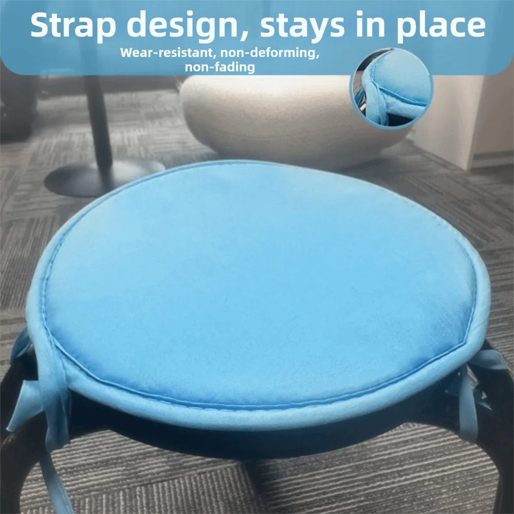 Thickened Sponge Round Chair Cushion Simple Fabric Circular Strap Sponge Cushion With Drawstring Candy Color