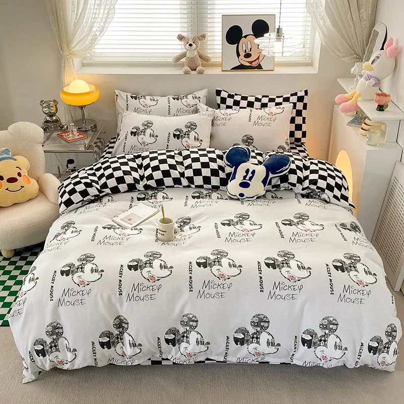 Disney Kids Duvet Cover Bedding Set Kawaii Mickey Minnie Double Single Size Bedroom Decoration Children Gifts Queen King Size