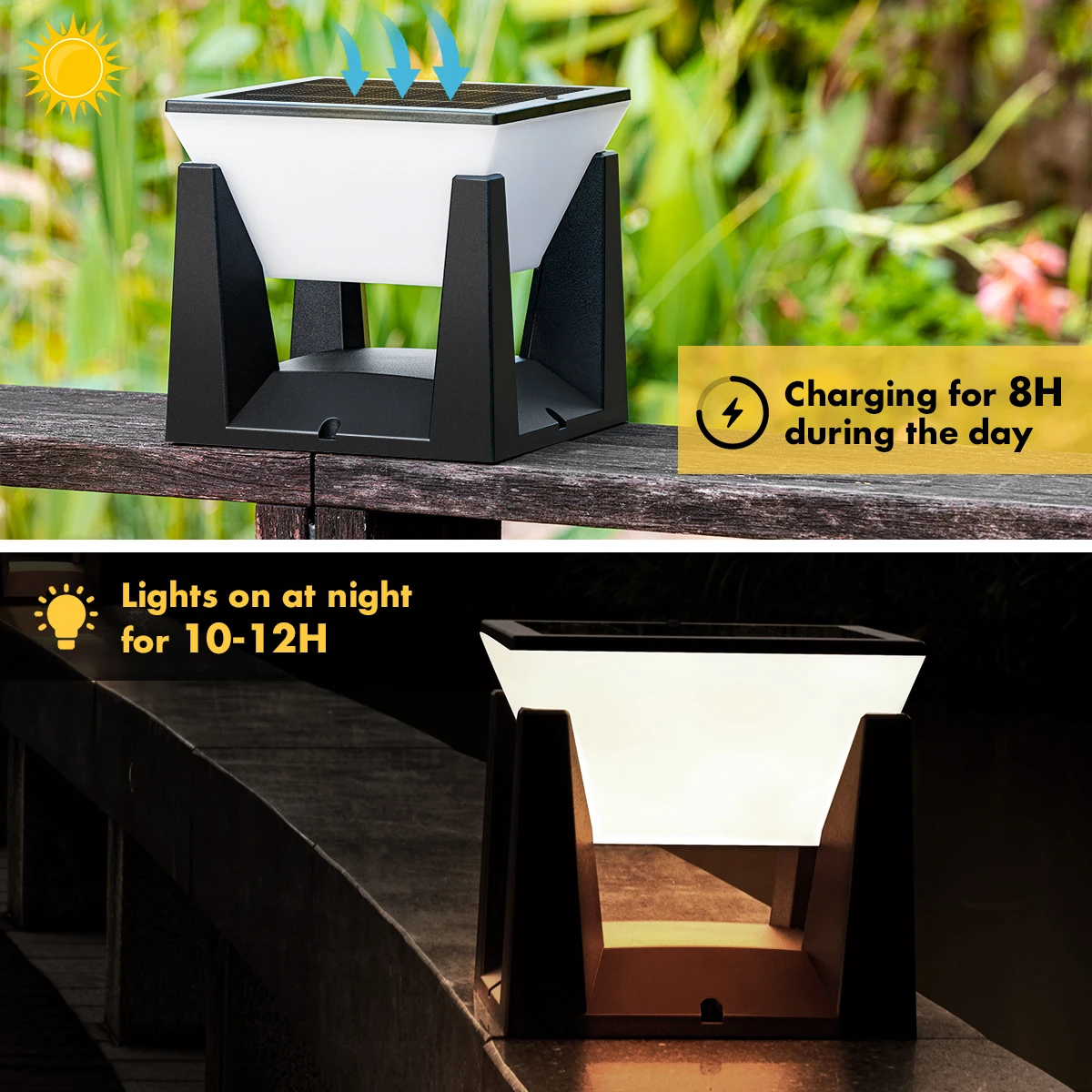 Outdoor Solar Post Light Solar Pillar Lights Modern LED Fence Deck Cap Lamp IP65 Waterproof Landscape Column Lighting for Flat