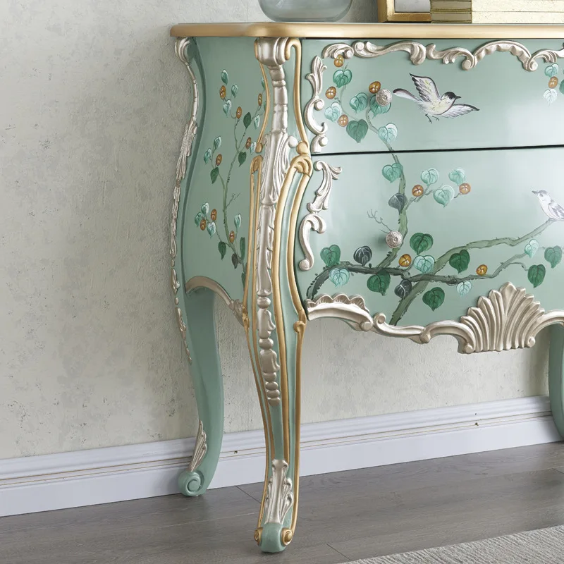 Beauty porch cabinet, green painted chest cabinet, living room drawer cabinet, solid wood storage against the wall, locker, sub-