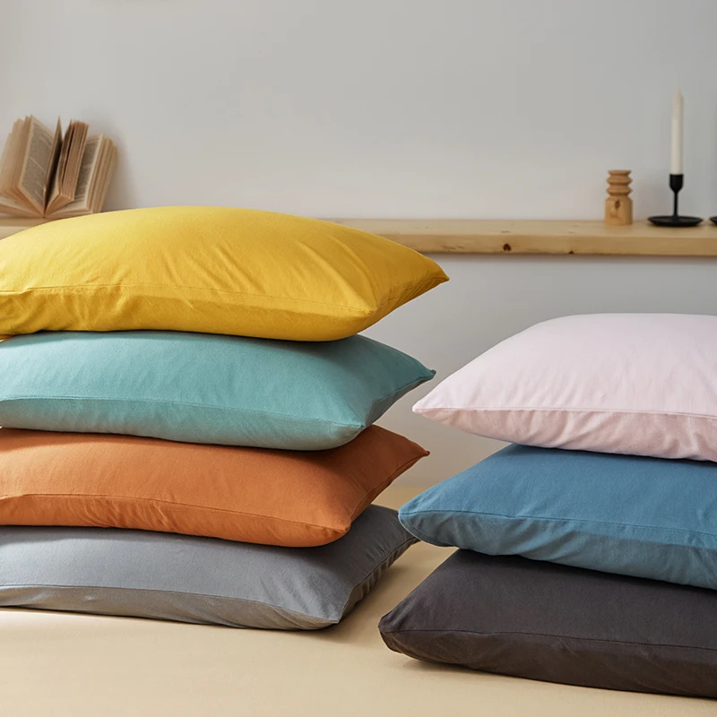 Pure Cotton Knitted Pillowcase Pair  Cotton Pillow Core Cover 2 Pillowcases Simple Design Bedding Accessories