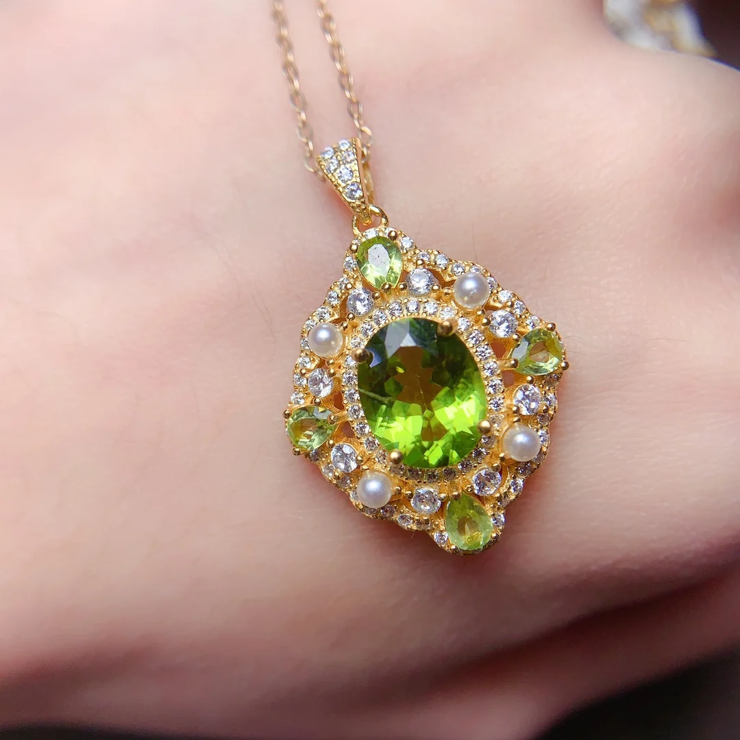 

Pendant 925 Sterling Silver Natural Peridot women's Fire Color Super Good Free Shipping Jewelry Certified Jewelry Boutique